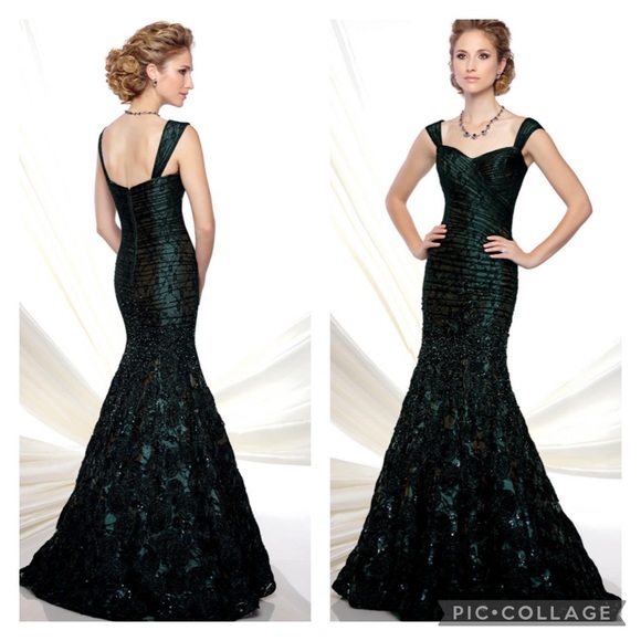 Ivonne D Rosette beaded, sleeveless long gown - Picture 1 of 12